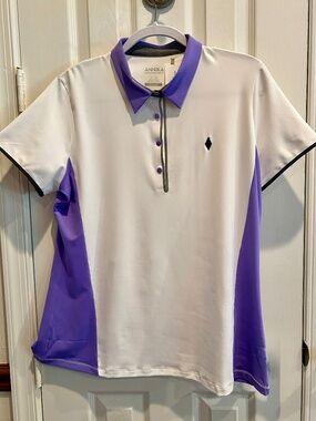 NWT Annika Short Sleeve Top with Violet Accents XL